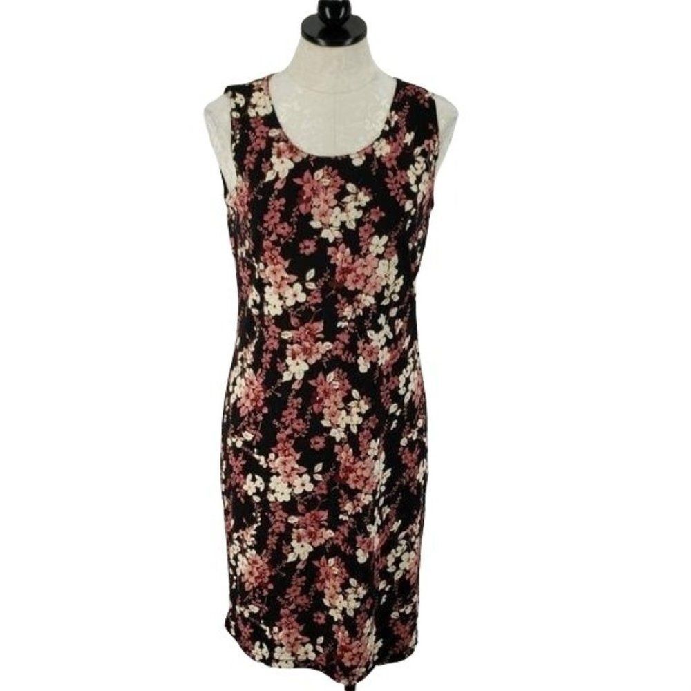 Los Angeles Gal Vintage 90s black floral skater dress